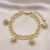 Oro Laminado Charm Bracelet, Gold Filled Style Rolo Design, Polished, Golden Finish, 03.331.0223.08 (10 MM Thickness, 8 Inches Length)