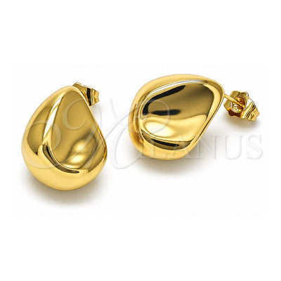 Oro Laminado Stud Earring, Gold Filled Style Teardrop Design, Polished, Golden Finish, 02.163.0233