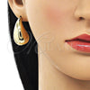 Oro Laminado Stud Earring, Gold Filled Style Teardrop Design, Polished, Golden Finish, 02.163.0241