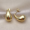 Oro Laminado Stud Earring, Gold Filled Style Teardrop Design, Polished, Golden Finish, 02.163.0241