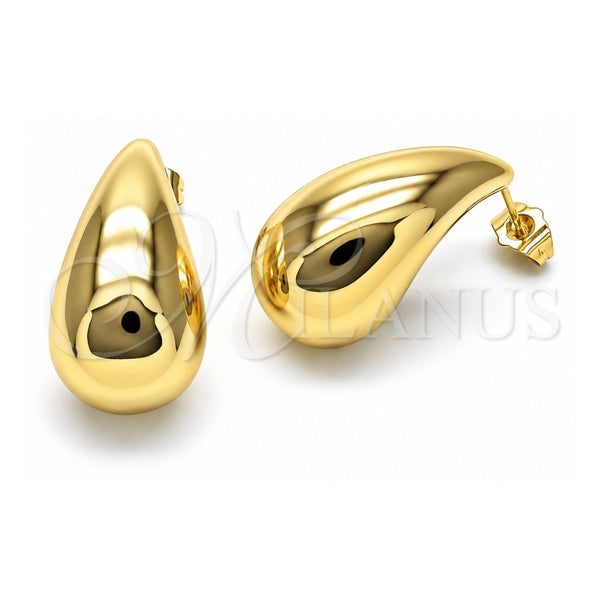 Oro Laminado Stud Earring, Gold Filled Style Teardrop Design, Polished, Golden Finish, 02.163.0241