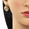 Oro Laminado Stud Earring, Gold Filled Style Polished, Golden Finish, 02.163.0248
