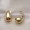 Oro Laminado Stud Earring, Gold Filled Style Teardrop Design, Polished, Golden Finish, 02.163.0250