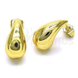 Oro Laminado Stud Earring, Gold Filled Style Teardrop Design, Polished, Golden Finish, 02.163.0250
