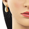 Oro Laminado Stud Earring, Gold Filled Style Teardrop Design, Polished, Golden Finish, 02.163.0251