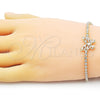 Oro Laminado Tennis Bracelet, Gold Filled Style Butterfly and Baguette Design, with White Cubic Zirconia, Polished, Golden Finish, 03.284.0040.08 (03 MM Thickness, 8 Inches Length)