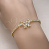 Oro Laminado Tennis Bracelet, Gold Filled Style Butterfly and Baguette Design, with White Cubic Zirconia, Polished, Golden Finish, 03.284.0040.08 (03 MM Thickness, 8 Inches Length)