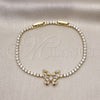 Oro Laminado Tennis Bracelet, Gold Filled Style Butterfly and Baguette Design, with White Cubic Zirconia, Polished, Golden Finish, 03.284.0040.08 (03 MM Thickness, 8 Inches Length)