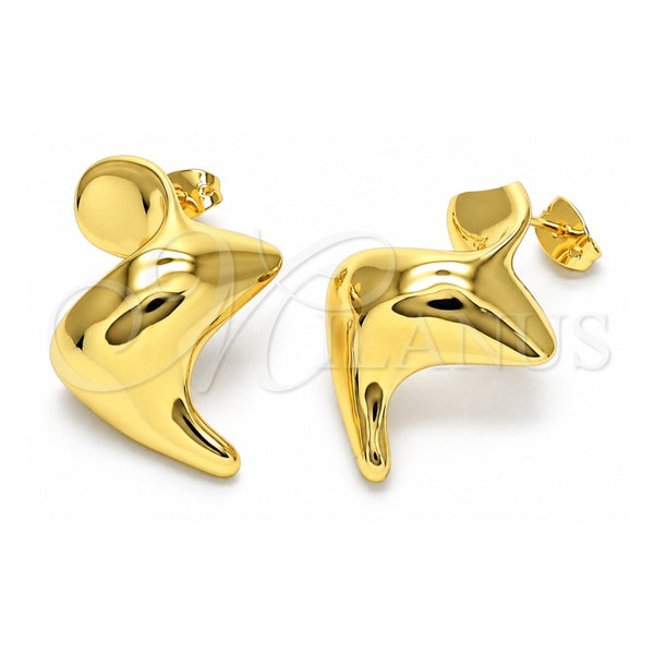 Oro Laminado Stud Earring, Gold Filled Style Polished, Golden Finish, 02.368.0084