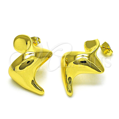 Oro Laminado Stud Earring, Gold Filled Style Polished, Golden Finish, 02.368.0084