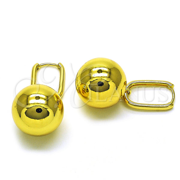 Oro Laminado Dangle Earring, Gold Filled Style Ball Design, Polished, Golden Finish, 02.368.0086