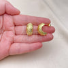 Oro Laminado Stud Earring, Gold Filled Style Moon and Star Design, Diamond Cutting Finish, Golden Finish, 02.368.0089