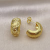Oro Laminado Stud Earring, Gold Filled Style Moon and Star Design, Diamond Cutting Finish, Golden Finish, 02.368.0089