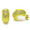 Oro Laminado Stud Earring, Gold Filled Style Moon and Star Design, Diamond Cutting Finish, Golden Finish, 02.368.0089