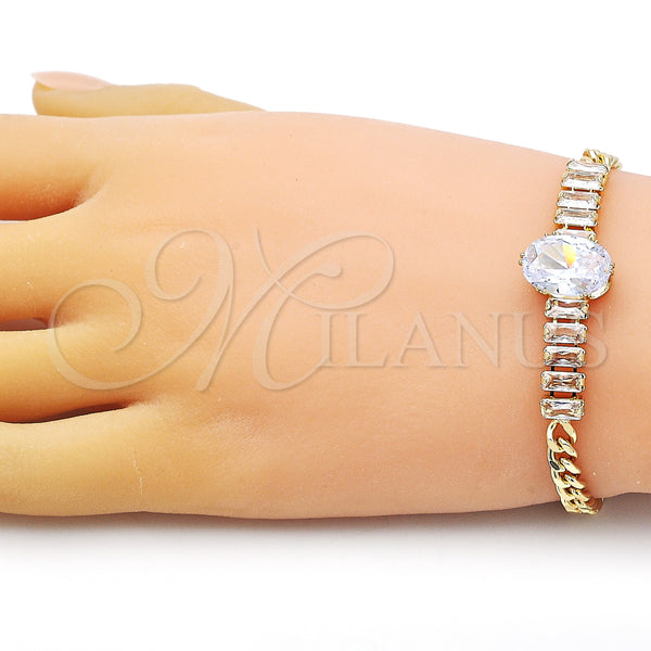 Gold Filled Bracelet — Fancy Bracelet Baguette and Miami Cuban Design with — alternate product view — SKU 154335 | Oro Laminado brazalete — elegante Bracelet Baguette and Miami Cuban diseño with — SKU 154335