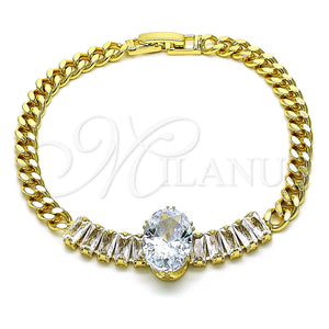 Gold Filled Bracelet — Fancy Bracelet Baguette and Miami Cuban Design with — main product view — SKU 154335 | Oro Laminado brazalete — elegante Bracelet Baguette and Miami Cuban diseño with — SKU 154335