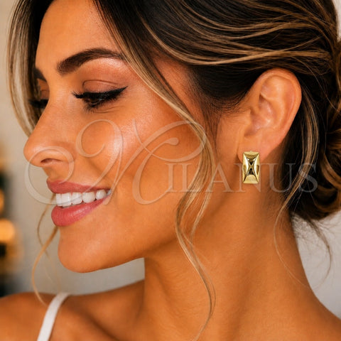 Oro Laminado Stud Earring, Gold Filled Style Polished, Golden Finish, 02.163.0265
