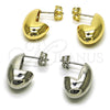 Oro Laminado Stud Earring, Gold Filled Style Polished, Golden Finish, 02.163.0268