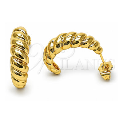Oro Laminado Small Hoop, Gold Filled Style Twist Design, Polished, Golden Finish, 02.163.0275.23