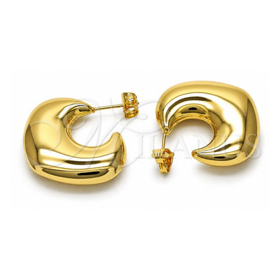 Oro Laminado Medium Hoop, Gold Filled Style Hollow and Heart Design, Polished, Golden Finish, 02.163.0276.30