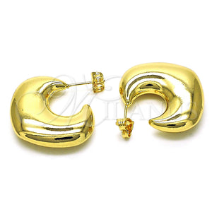Gold Filled Hoop Earrings — Medium Hoop Hollow and Heart Design Polished 02. — main product view — SKU 154369 | Oro Laminado aretes de aro — Medium Hoop Hollow and corazón diseño pulido 02. — SKU 154369