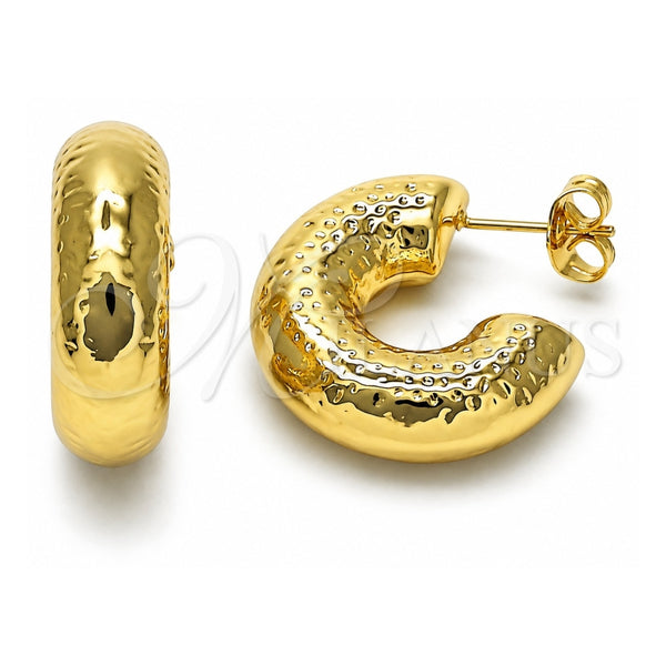 Oro Laminado Small Hoop, Gold Filled Style Hollow Design, Polished, Golden Finish, 02.163.0277.25