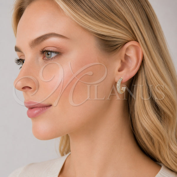 Gold Filled Hoop Earrings — Small Hoop Rope Design Diamond Cutting 02. — alternate product view — SKU 154372 | Oro Laminado aretes de aro — Small Hoop Rope diseño Diamond Cutting 02. — SKU 154372
