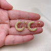 Oro Laminado Small Hoop, Gold Filled Style Rope Design, Diamond Cutting Finish, Golden Finish, 02.163.0279.20