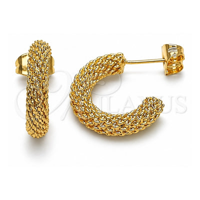 Oro Laminado Small Hoop, Gold Filled Style Rope Design, Diamond Cutting Finish, Golden Finish, 02.163.0279.20