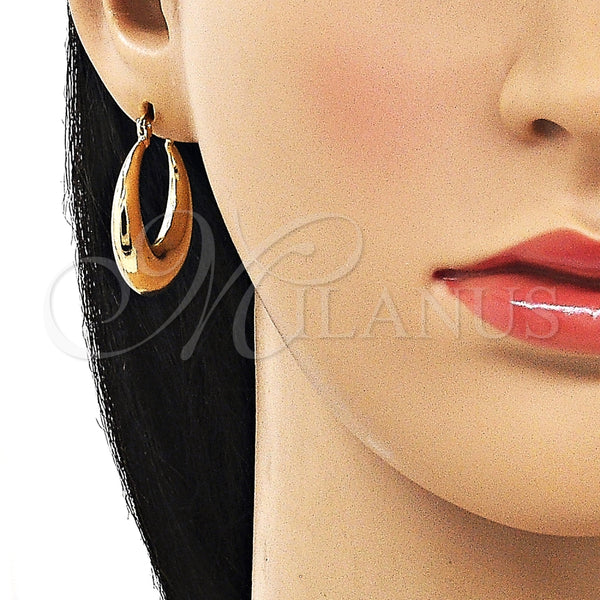 Gold Filled Hoop Earrings — Medium Hoop Hollow Design Polished 02. — alternate product view — SKU 154377 | Oro Laminado aretes de aro — Medium Hoop Hollow diseño pulido 02. — SKU 154377