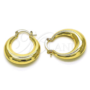 Gold Filled Hoop Earrings — Medium Hoop Hollow Design Polished 02. — main product view — SKU 154377 | Oro Laminado aretes de aro — Medium Hoop Hollow diseño pulido 02. — SKU 154377