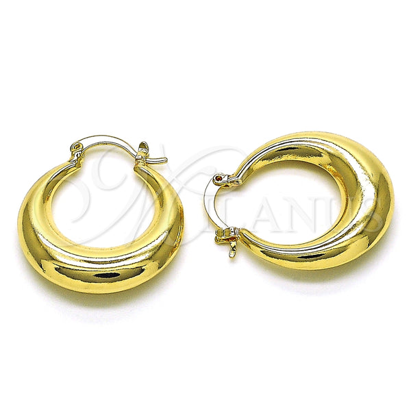 Gold Filled Hoop Earrings — Medium Hoop Hollow Design Polished 02. — main product view — SKU 154377 | Oro Laminado aretes de aro — Medium Hoop Hollow diseño pulido 02. — SKU 154377