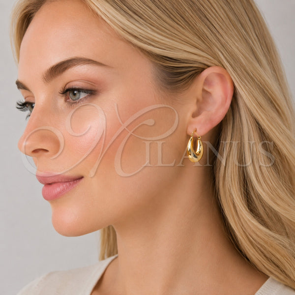 Gold Filled Hoop Earrings — Small Hoop Hollow Design Polished 02. — alternate product view — SKU 154378 | Oro Laminado aretes de aro — Small Hoop Hollow diseño pulido 02. — SKU 154378