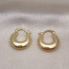 Oro Laminado Small Hoop, Gold Filled Style Hollow Design, Polished, Golden Finish, 02.163.0283.20