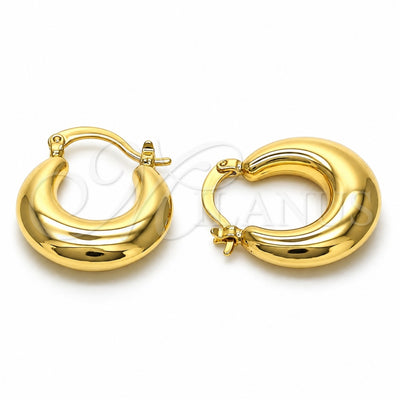 Oro Laminado Small Hoop, Gold Filled Style Hollow Design, Polished, Golden Finish, 02.163.0283.20