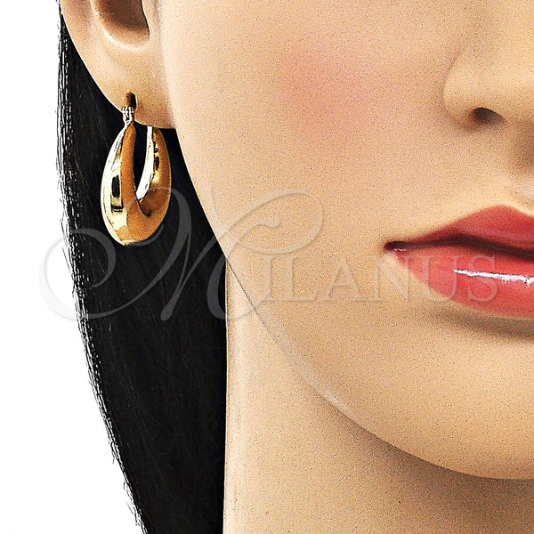 Gold Filled Hoop Earrings — Small Hoop Hollow Design Polished 02. — alternate product view — SKU 154379 | Oro Laminado aretes de aro — Small Hoop Hollow diseño pulido 02. — SKU 154379