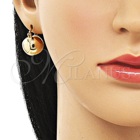 Oro Laminado Small Hoop, Gold Filled Style Ball Design, Polished, Golden Finish, 02.195.0243.16