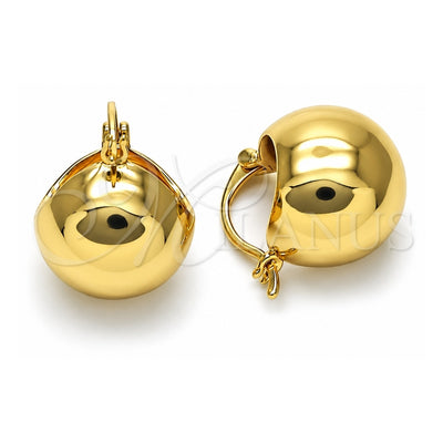 Oro Laminado Small Hoop, Gold Filled Style Ball Design, Polished, Golden Finish, 02.195.0243.16