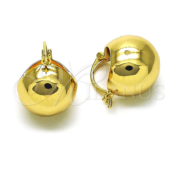 Oro Laminado Small Hoop, Gold Filled Style Ball Design, Polished, Golden Finish, 02.195.0243.16