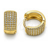 Oro Laminado Huggie Hoop, Gold Filled Style Cluster Design, with White Micro Pave, Polished, Golden Finish, 02.195.0245.14