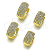 Oro Laminado Huggie Hoop, Gold Filled Style Cluster Design, with White Micro Pave, Polished, Golden Finish, 02.195.0245.14