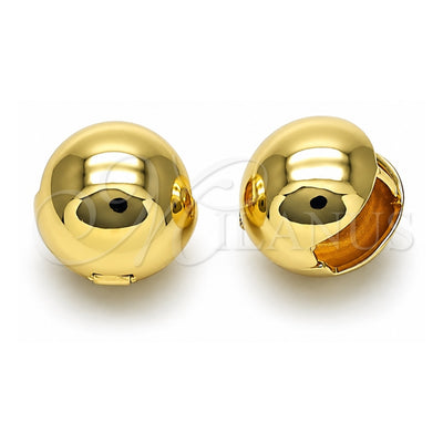 Oro Laminado Huggie Hoop, Gold Filled Style Ball Design, Polished, Golden Finish, 02.195.0246.16