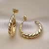 Oro Laminado Small Hoop, Gold Filled Style Twist Design, Diamond Cutting Finish, Golden Finish, 02.195.0177.30