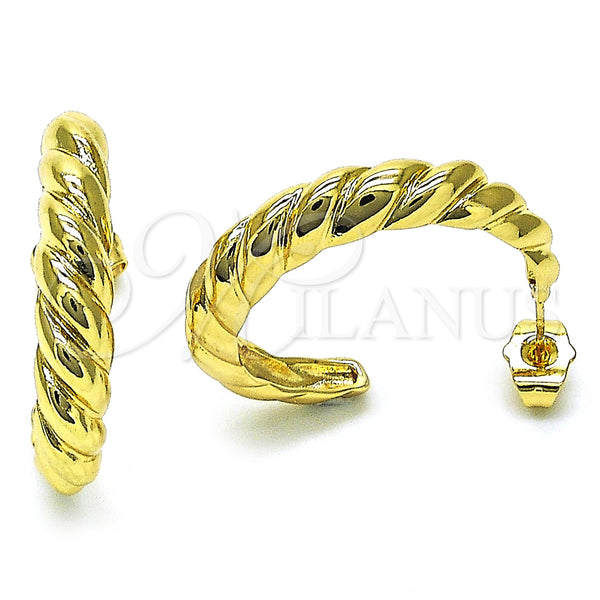 Gold Filled Hoop Earrings — Small Hoop Twist Design Diamond Cutting 02. — main product view — SKU 154386 | Oro Laminado aretes de aro — Small Hoop Twist diseño Diamond Cutting 02. — SKU 154386