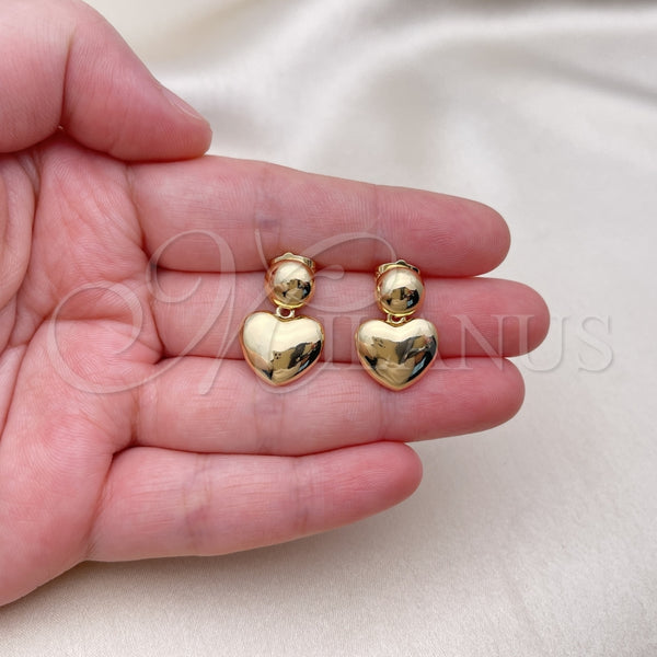 Gold Filled Ring — Stud Earring Heart and Ball Design Polished 02. — alternate product view — SKU 154396 | Oro Laminado anillo — Stud Earring corazón and Ball diseño pulido 02. — SKU 154396