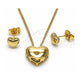 Oro Laminado Earring and Pendant Adult Set, Gold Filled Style Heart Design, Polished, Golden Finish, 10.156.0472
