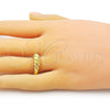 Oro Laminado Elegant Ring, Gold Filled Style Twist Design, Polished, Golden Finish, 01.196.0024 (One size fits all)