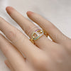 Oro Laminado Multi Stone Ring, Gold Filled Style Mariner Design, with Multicolor Micro Pave, Polished, Golden Finish, 01.196.0027 (One size fits all)