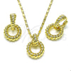 Oro Laminado Necklace and Earring, Gold Filled Style Twist Design, Polished, Golden Finish, 10.196.0110