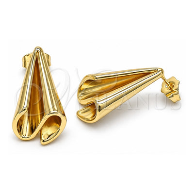 Oro Laminado Stud Earring, Gold Filled Style Polished, Golden Finish, 02.163.0284